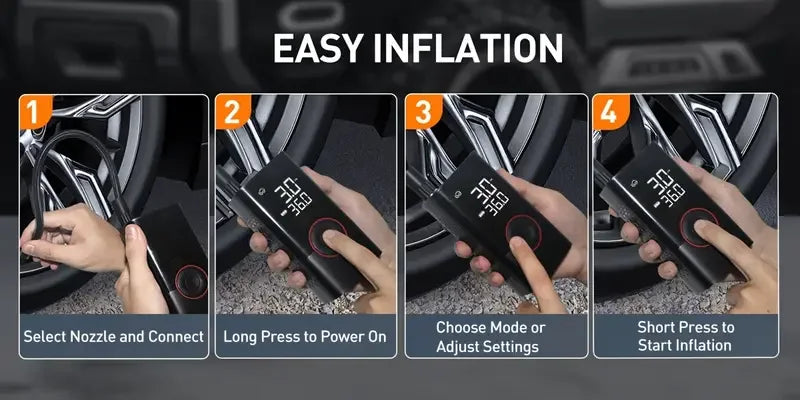 LEIBOO 150PSI Smart Air Pump Tire Inflator Portable Air Compressor with Digital Pressure Gauge for Car Bike Motorcycle Ball