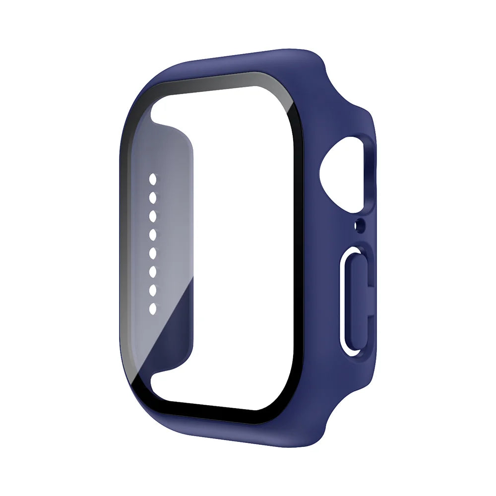 Apple Watch Tempered Glass Case + Screen Protector – Series 1–11, SE & Ultra 2 (38–46mm)
