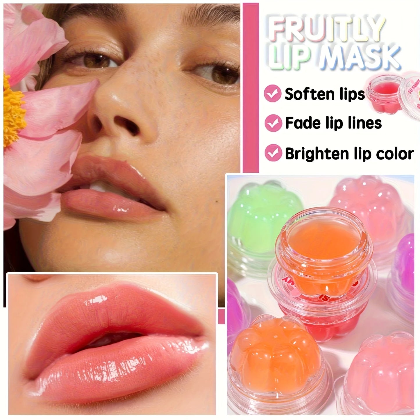 6 Pcs Jelly Fruit Lip Mask Lip Blam, Moisturizing And Nourishing Lipstick Lip Balm For Dry Lip Skin Care