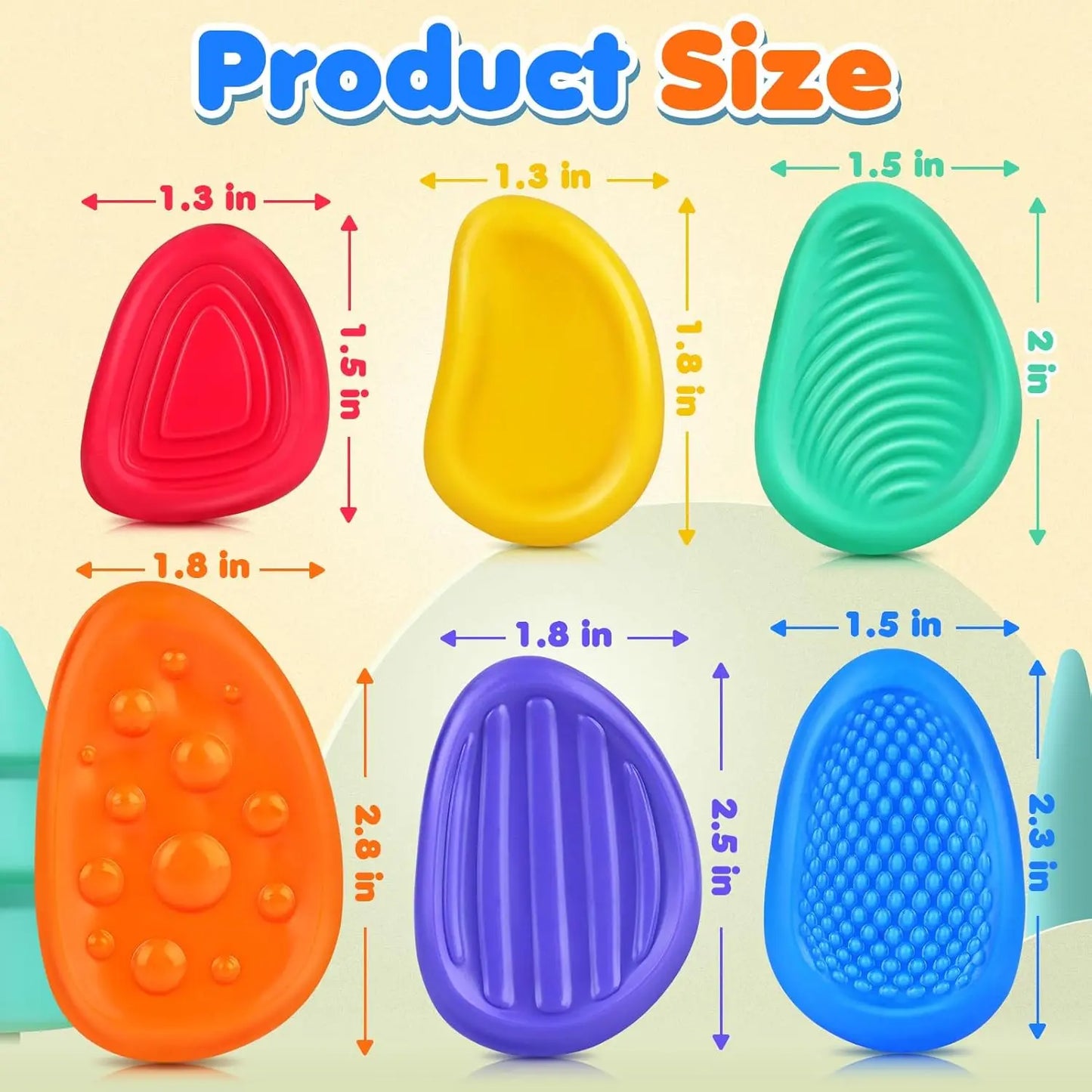Fidget Toys Adults Sensory Silicone Stone 6 Pack Textured for Autism Kids Calming Down Fidget Stress Relief Toys Kids Gifts