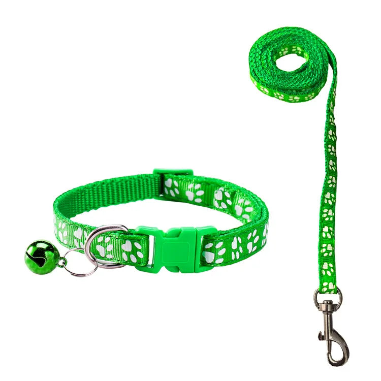 Cat Collar & Leash Set - Cartoon Paw Bell Collar for Kittens – photo 7