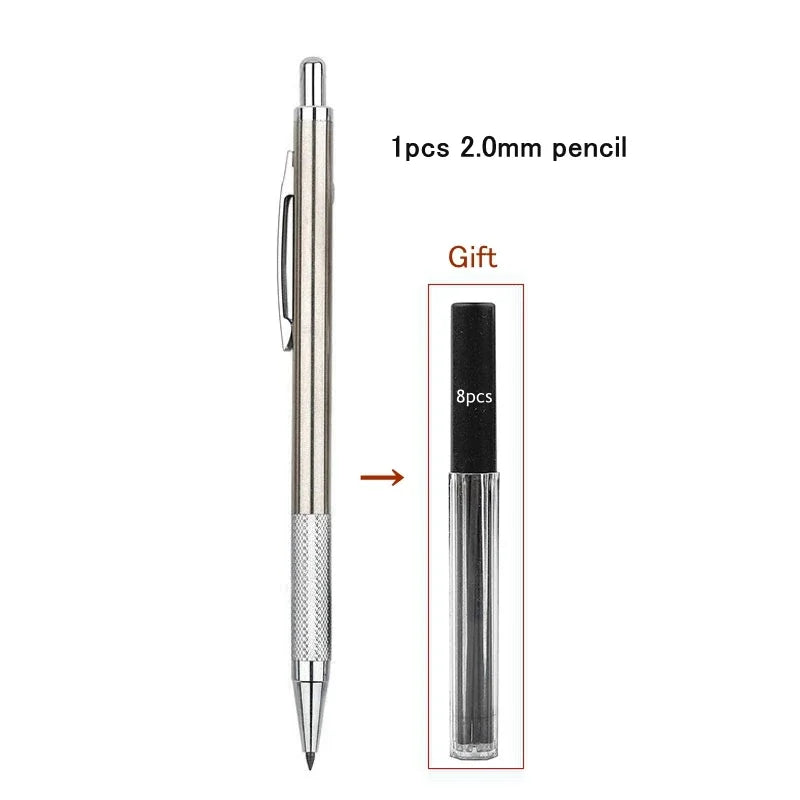 Full Metal Mechanical Pencil Set 0.3 0.5 0.7 0.9 1.3 2.0mm HB Automatic Pencil With Leads,for Art Drawing Writing Sketchin
