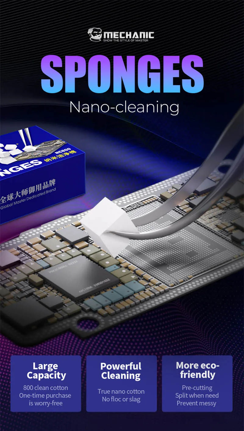 Mechanic NC800 Nano Spong Cleaning No Residue Phone Screen PCB Motherboard Back Cover Glass Camera Cleaning Tool Phone Repair