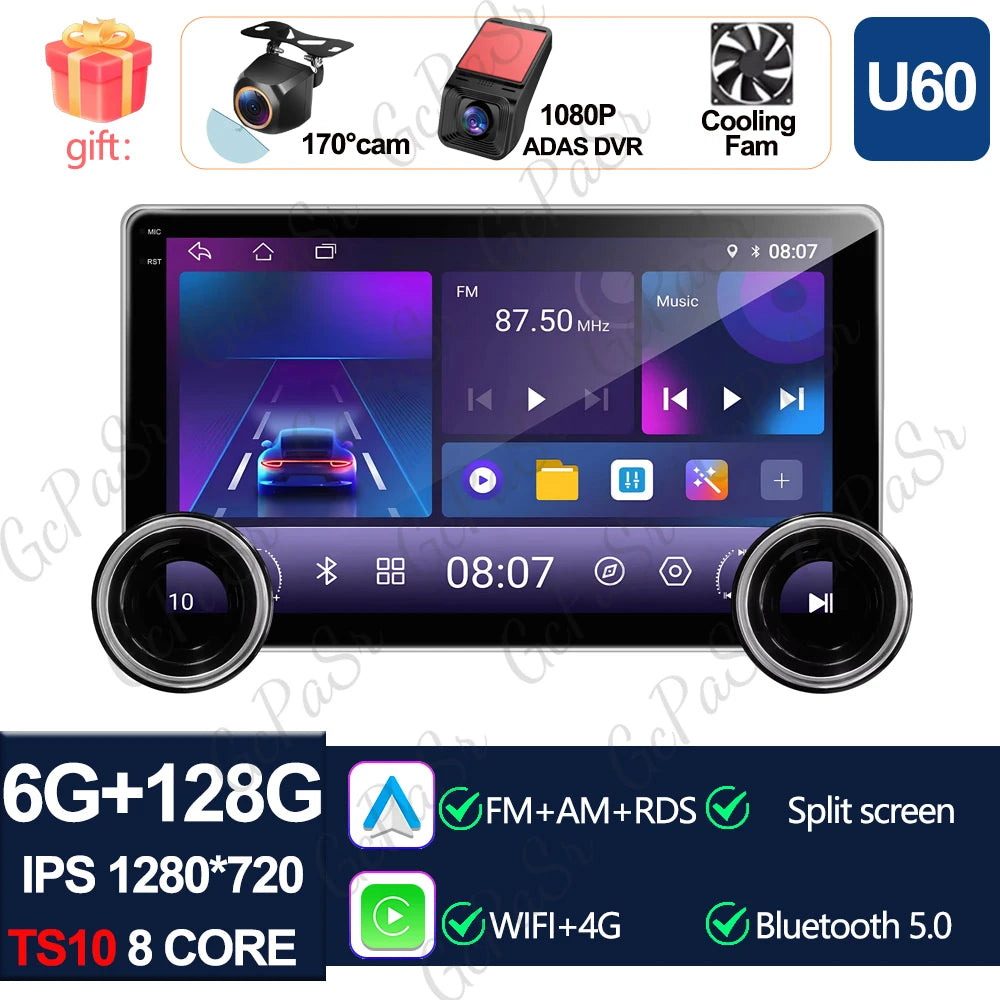 Universal 10" Android Car Stereo — CarPlay, Android Auto, GPS Navigation, Multimedia Player