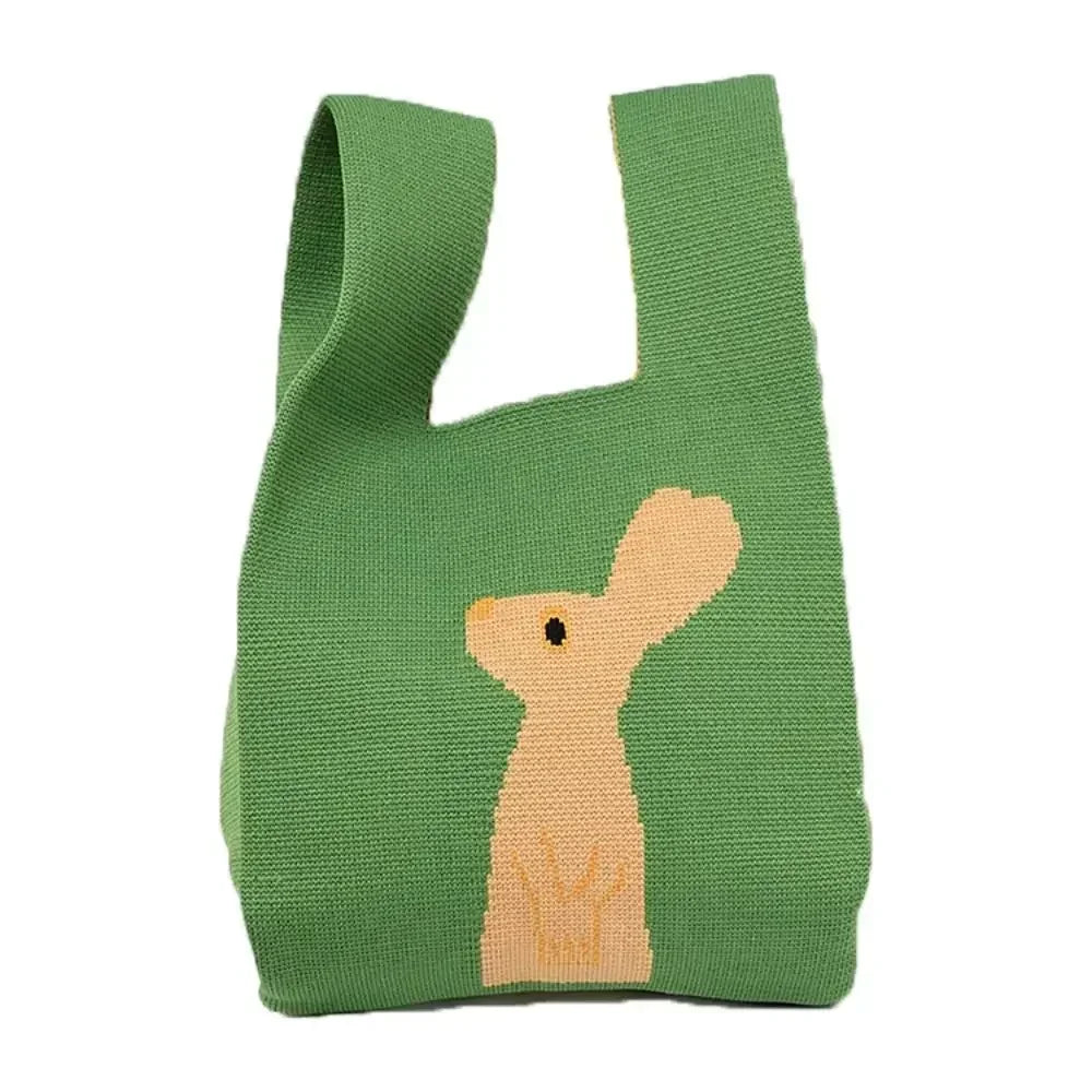 Cat Knit Handbag Fashion Knit Handmade Shopping Bags High-capacity Knot Wrist Bag Girls