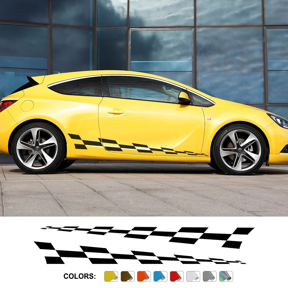 2PCS Car Vinyl Side Stripe Decal – Racing Sport Graphics Compatible with Vauxhall Adam, Astra, Viva, Corsa
