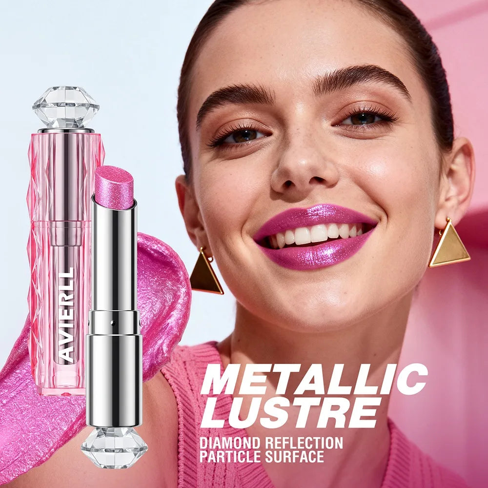 6 Colors Glitter Lipstick Hydrating Red Pink Sparkling Shine Lip Color Highly Pigmented Lip Tints Metallic Finish Lip Makeup