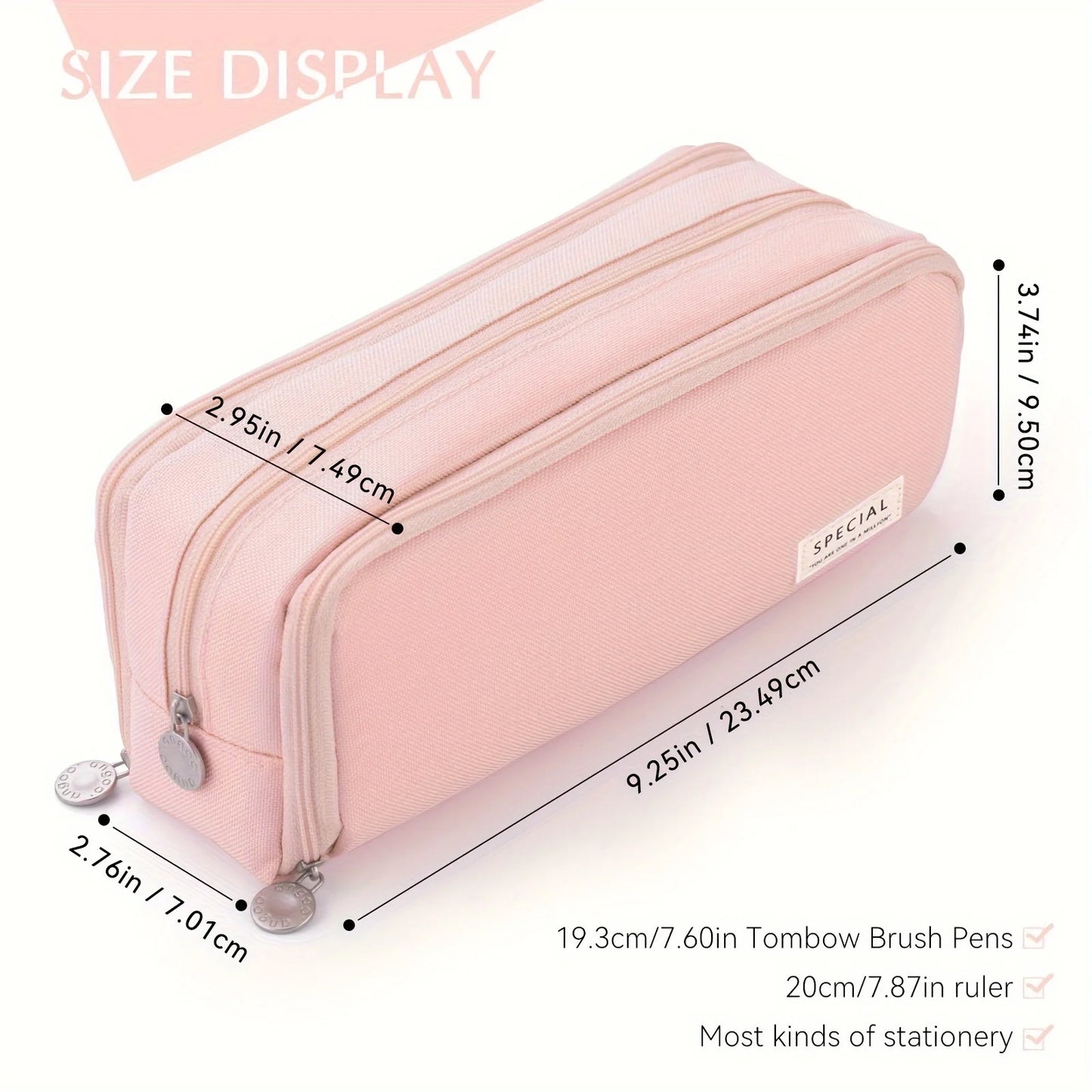 Pink girl-style pencil case with multiple layers and large capacity, sturdy and durable. Perfect partner for stationery storage