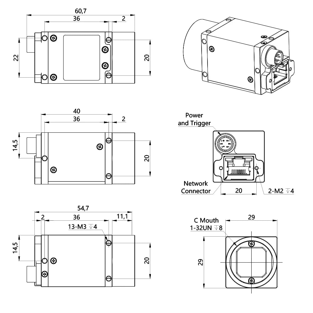 Gigabit Ethernet GigE Machine Vision Industrial Camera Color Rolling Shutter C Mouth Provide SDK Windows Linux Demo Python