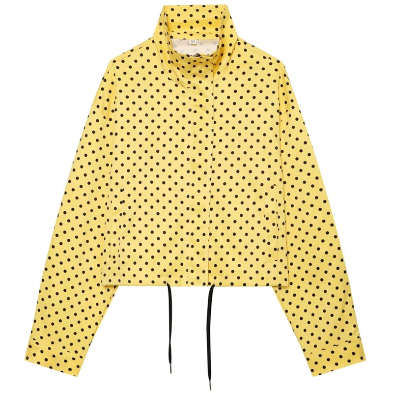 Women's Polka Dot Bomber Jacket, Oversized Zip-Up