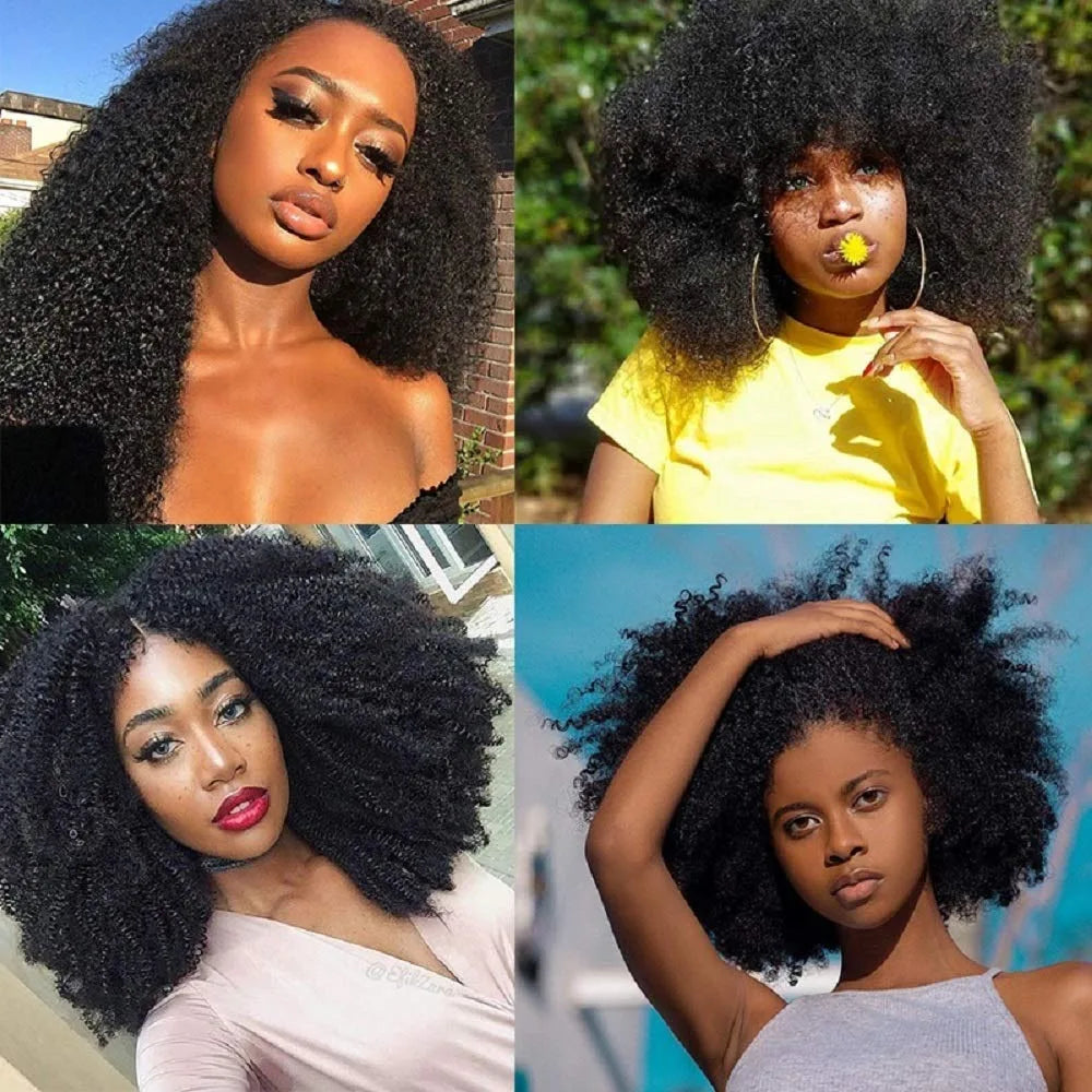 10A Brazilian Afro Curly Hair Bundles Kinky Curly Short Human Hair Weave Jerry Curl Hair Extensions Virgin Hair Bundle for Women