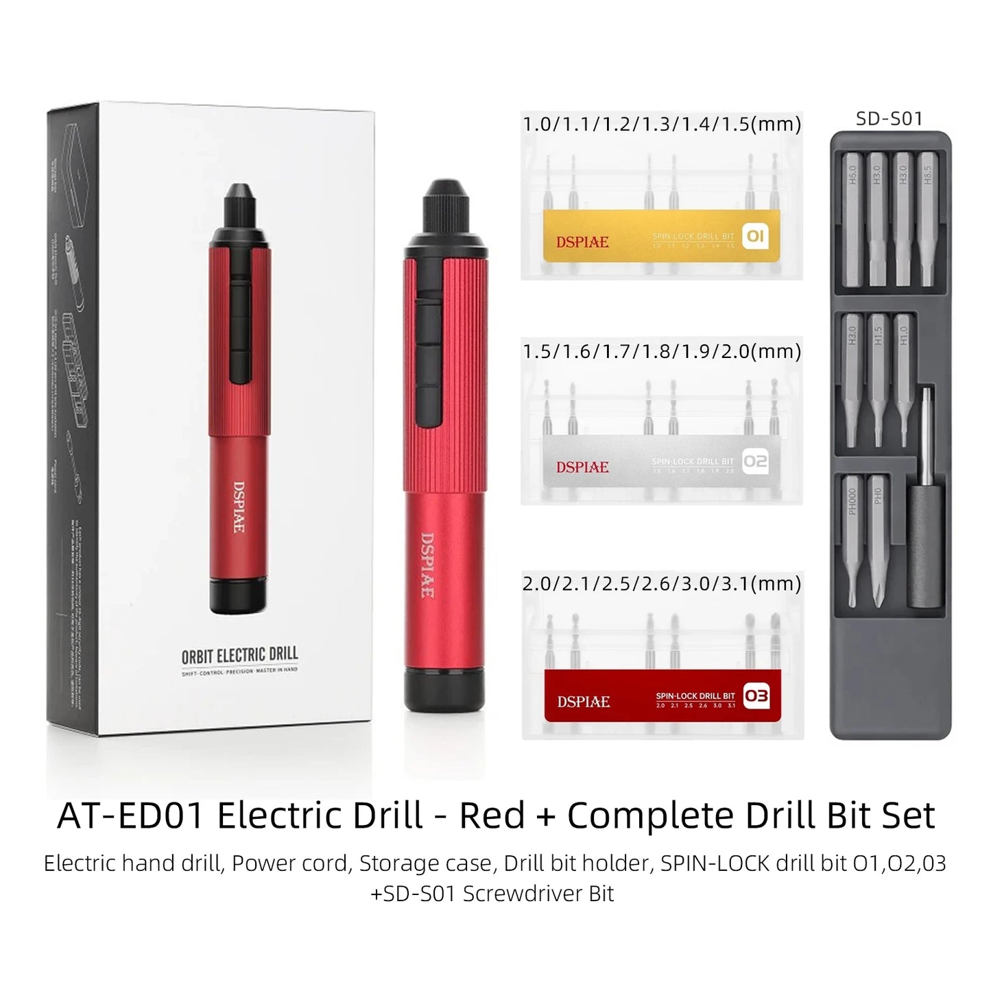 DSPIAE AT-ED01 Orbit Electric Hand Drill Screwdriver for Gunpla Plastic Wooden Soft Metal Drilling Model DIY Assembly Hobby Tool