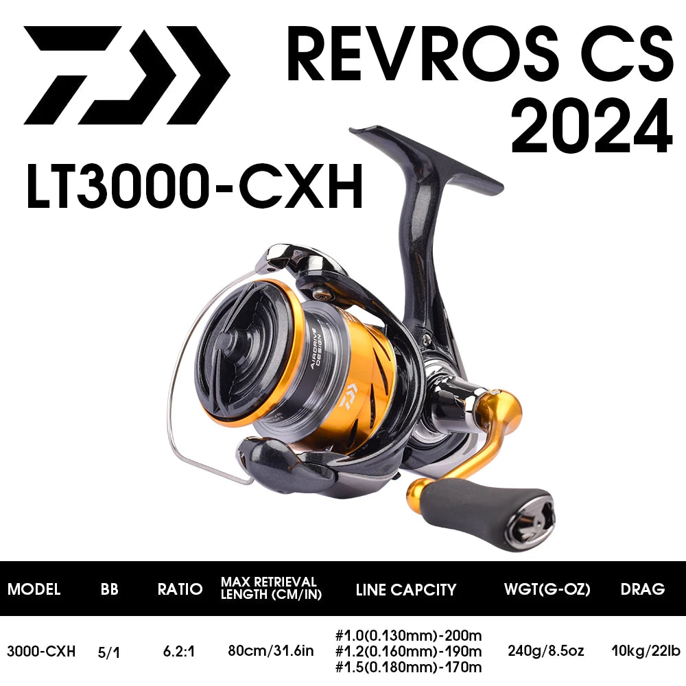 2024 DAIWA Fishing Spinning Reel REVROS CS LT 1000-6000 Fishing Reels 5KG/10KG/12KG Power 5.3:1/6.2:1 Seawater Spinning Reels