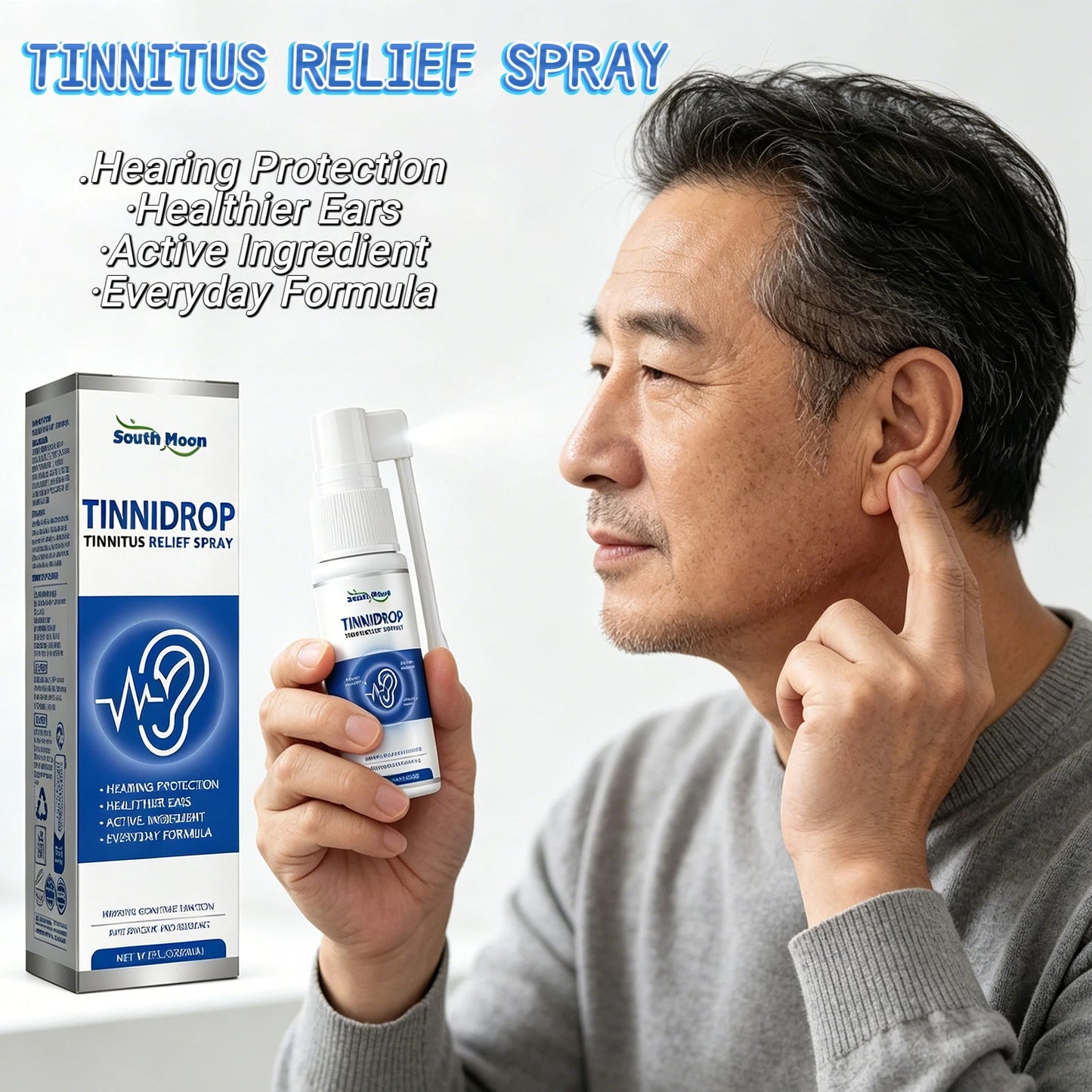 South Moon Tinnidrop Spray Hearing Protection Earwax Cleaning Itchy Earache Relief Ear Health Care Tinnitus Relief Spray 60ml