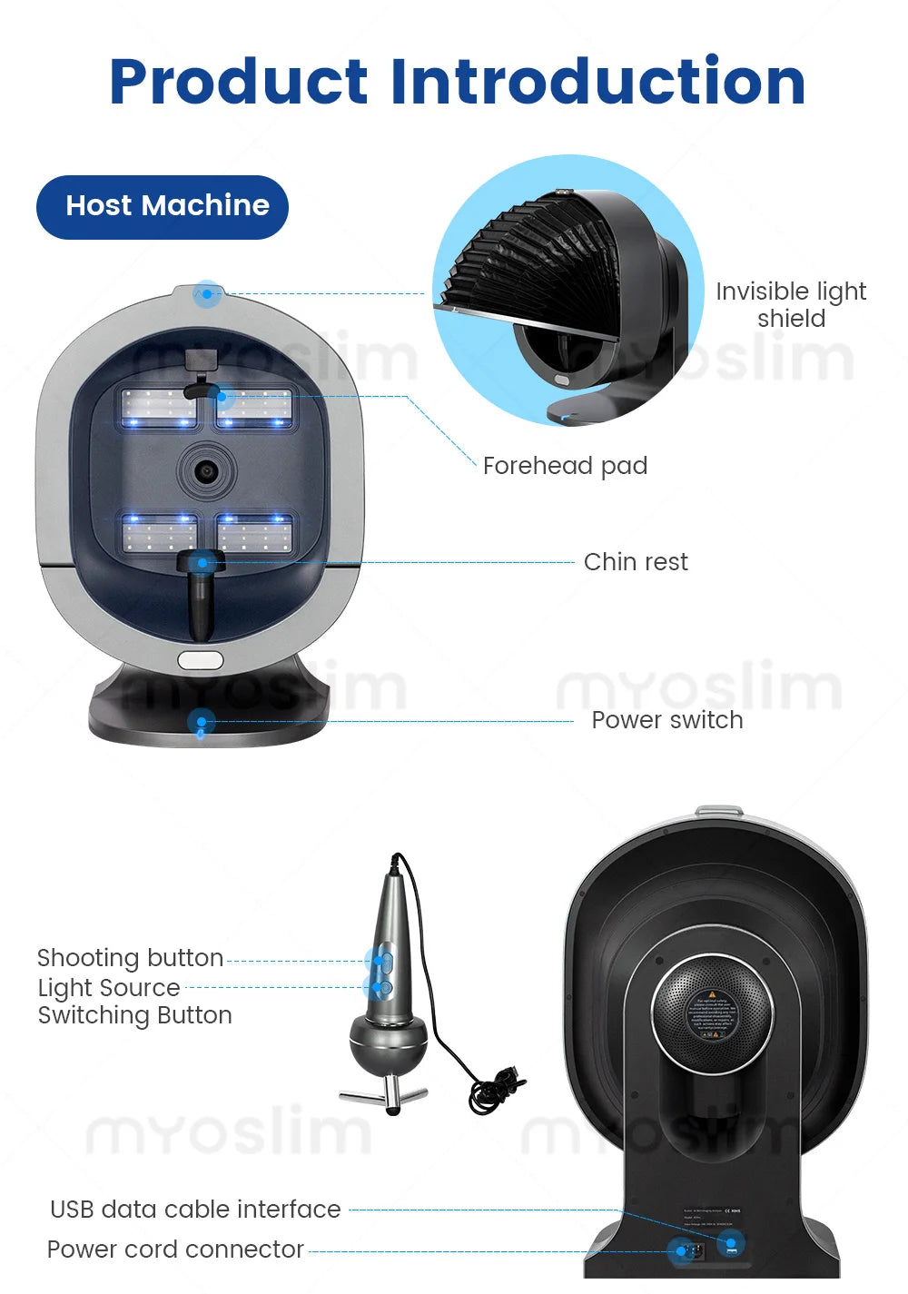21.5 Inch 3D Facial Skin Analyzer Machine AI 8 Light Spectrum Skin Care Scanner for Business Hair Analysis Beauty Care