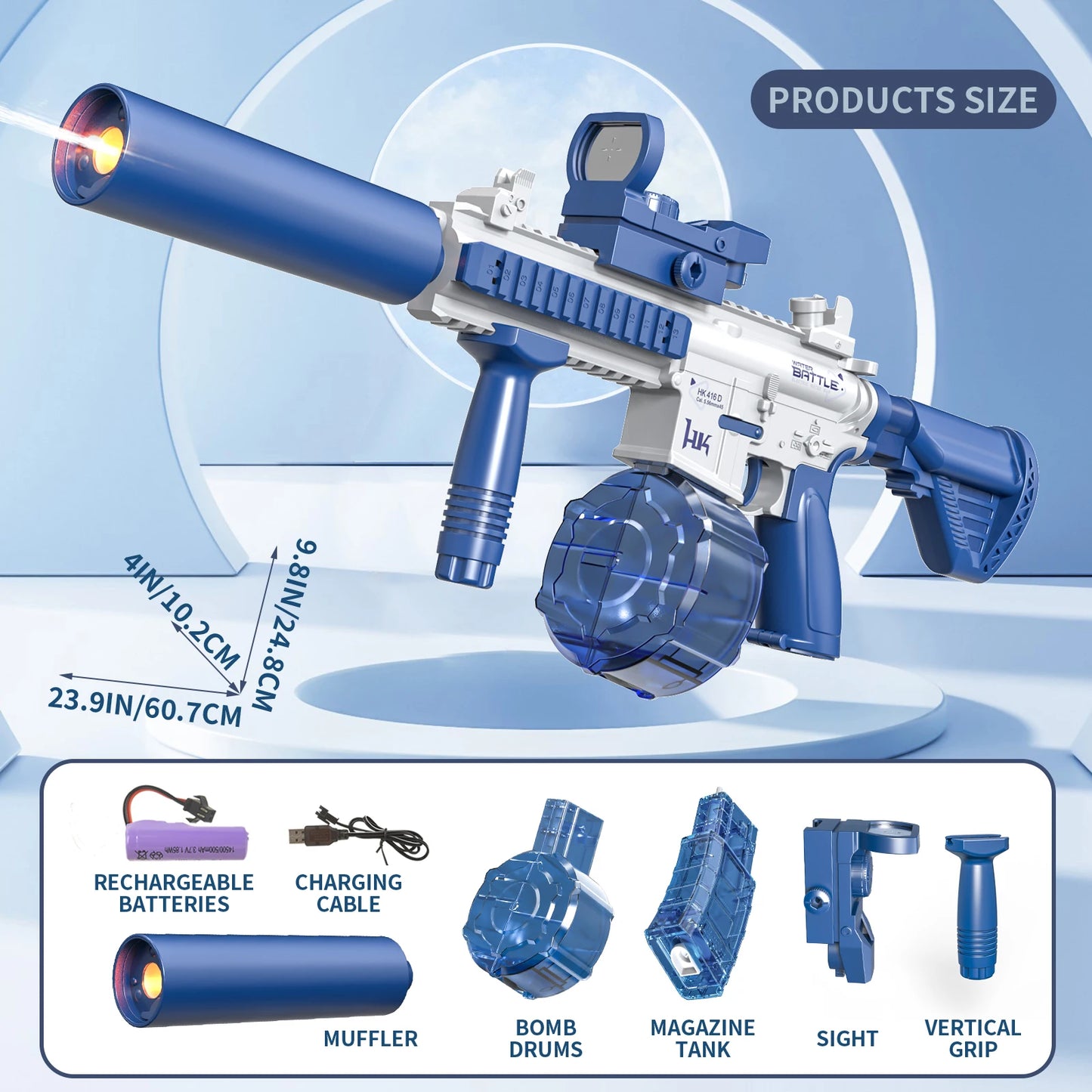 M416 Electric Water Gun — Auto Light-Up Summer Pool Toy