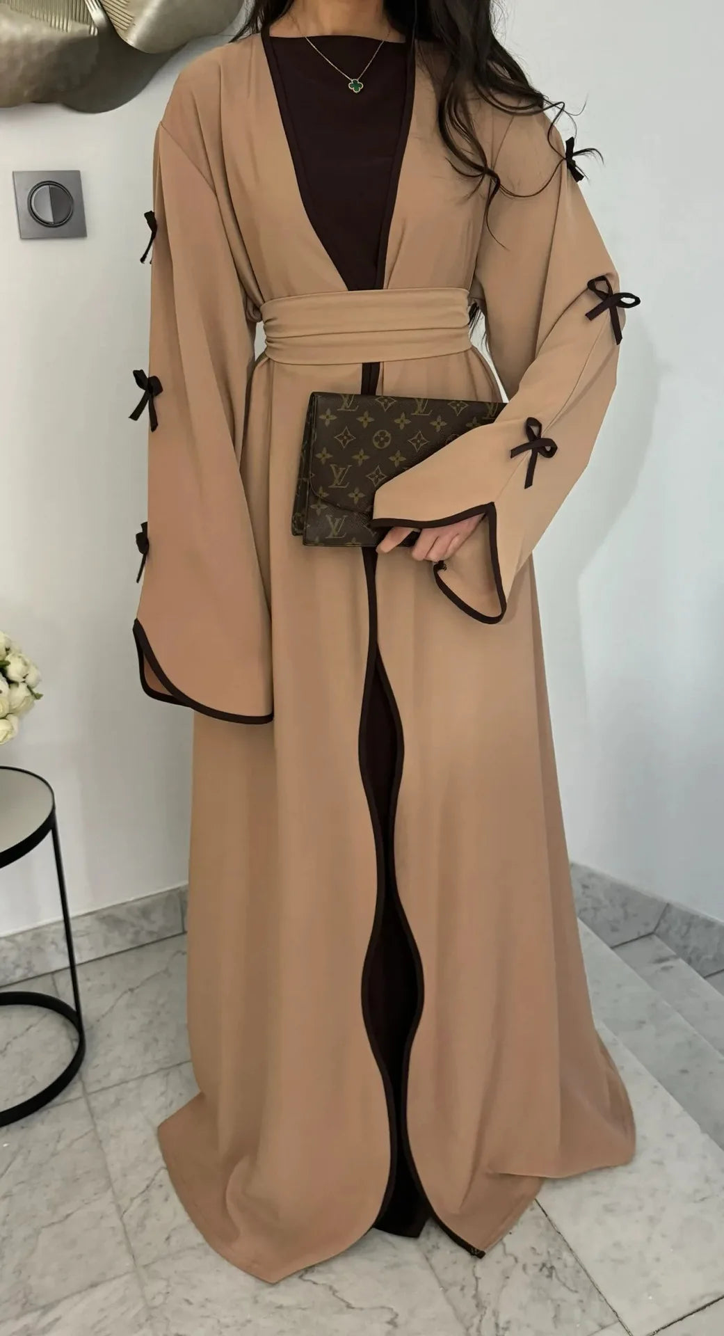 Eid Bow Abaya Women Cardigan Dress Muslim Party Caftan Robe Jalabiya Morocco Dubai Kaftan Islam Vestidos Largos Ramadan 2026