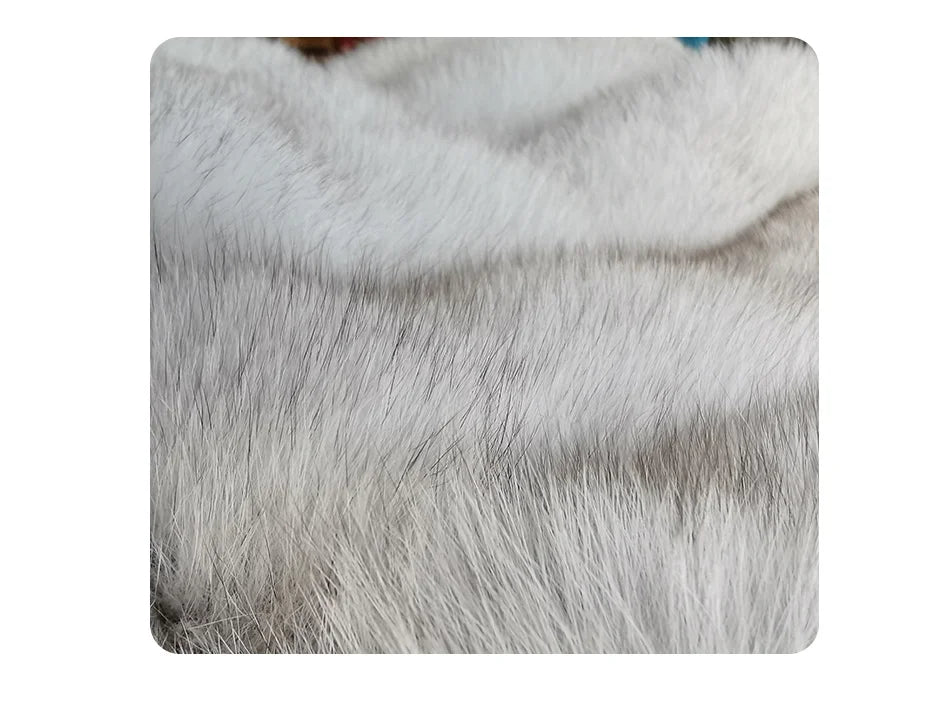 Women's Fox Fur Coat with Detachable Sleeves