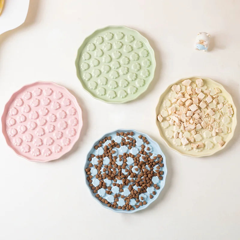 Ceramic Cat Lick Plate - Textured Slow Food Dish – photo 4