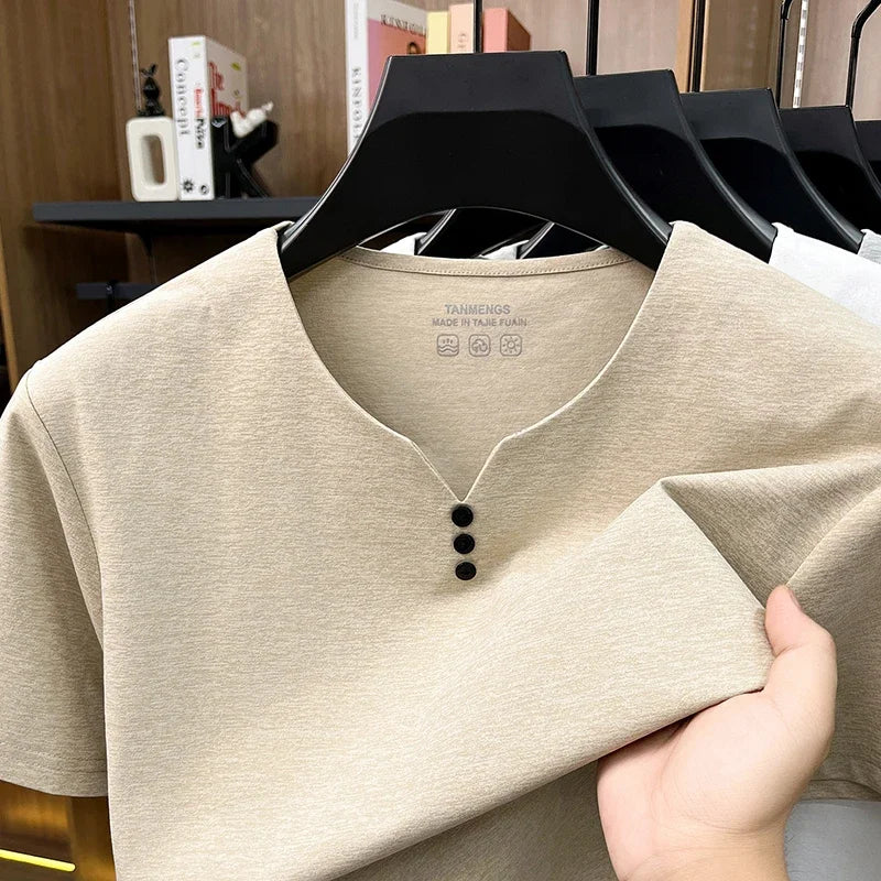 Men's V-Neck Tee - Breathable Short Sleeve, All-Day Comfort
