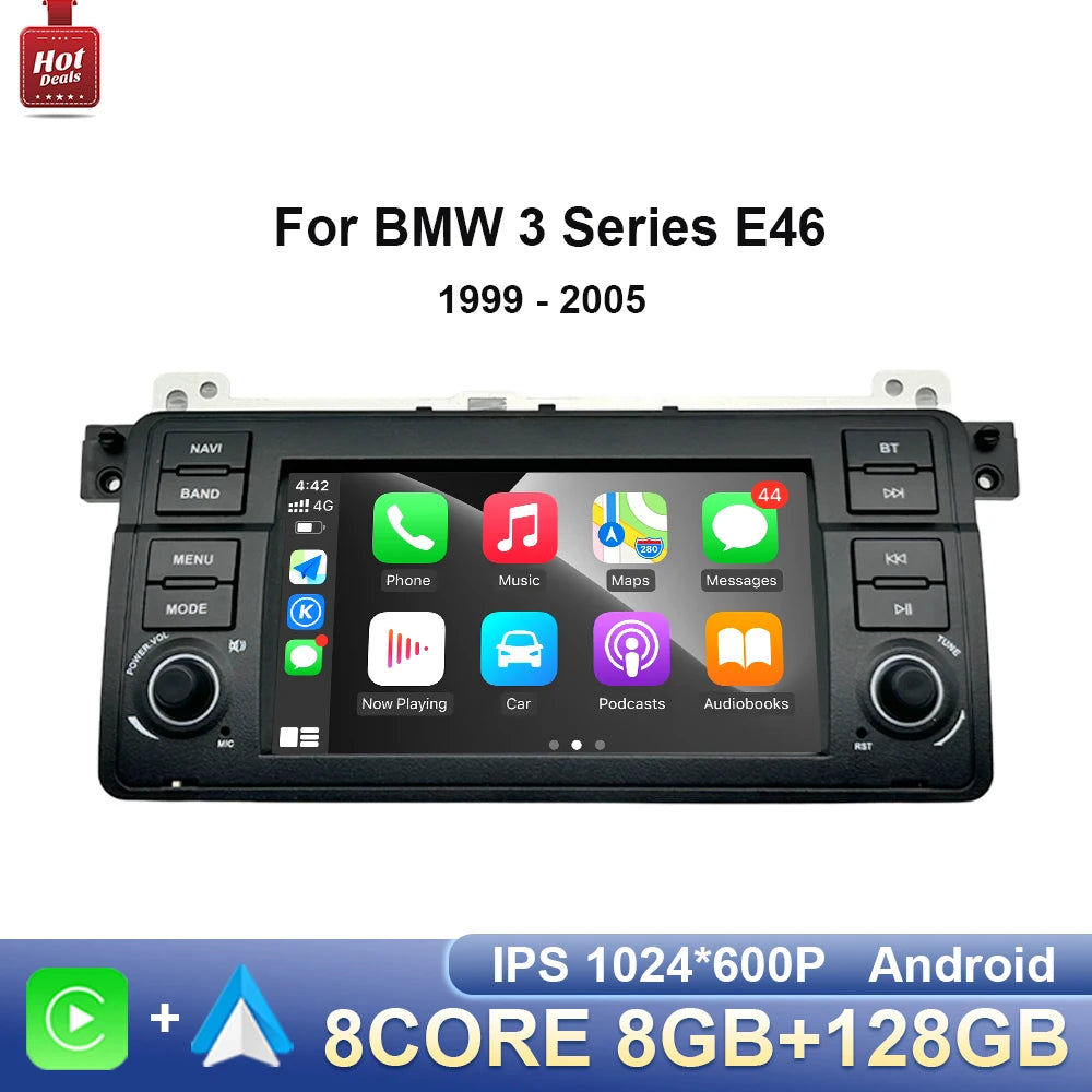 Car Stereo with Apple CarPlay & Android Auto, Compatible with BMW 3 Series E46 (1999-2005)