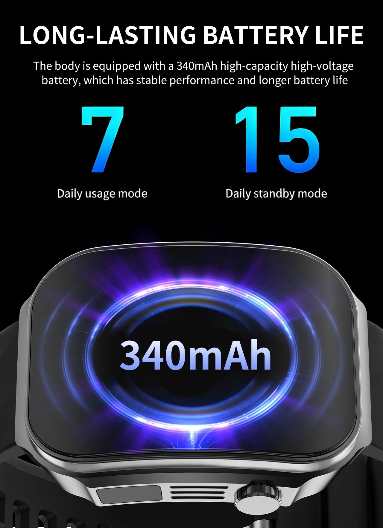 LIGE BWU15 Smart Watch – 2.2" 3D Curved Screen, BT Calling, Heart Rate, Blood Oxygen & 100+ Sports Modes | IP67