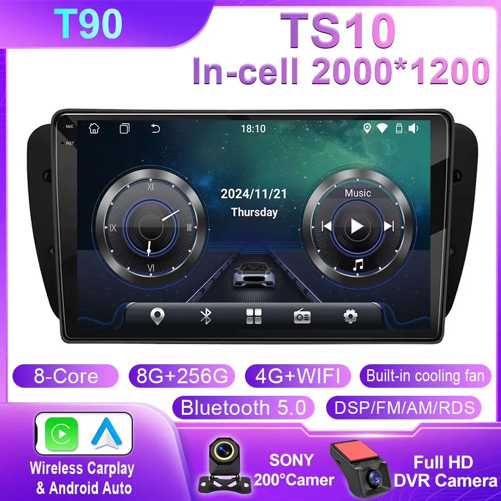 Car Radio For Seat Ibiza MK4 6J 2008-2015 Android Auto CarPlay GPS Navigation Multimedia Bluetooth 4G WIFI Car Head Unit No 2Din