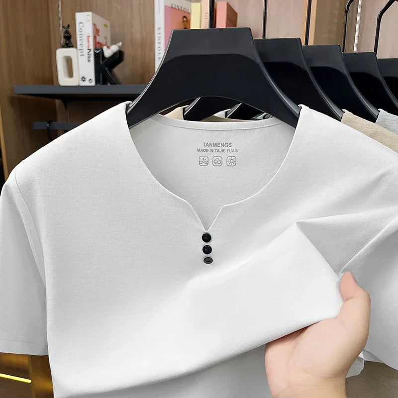 Men's V-Neck Tee - Breathable Short Sleeve, All-Day Comfort