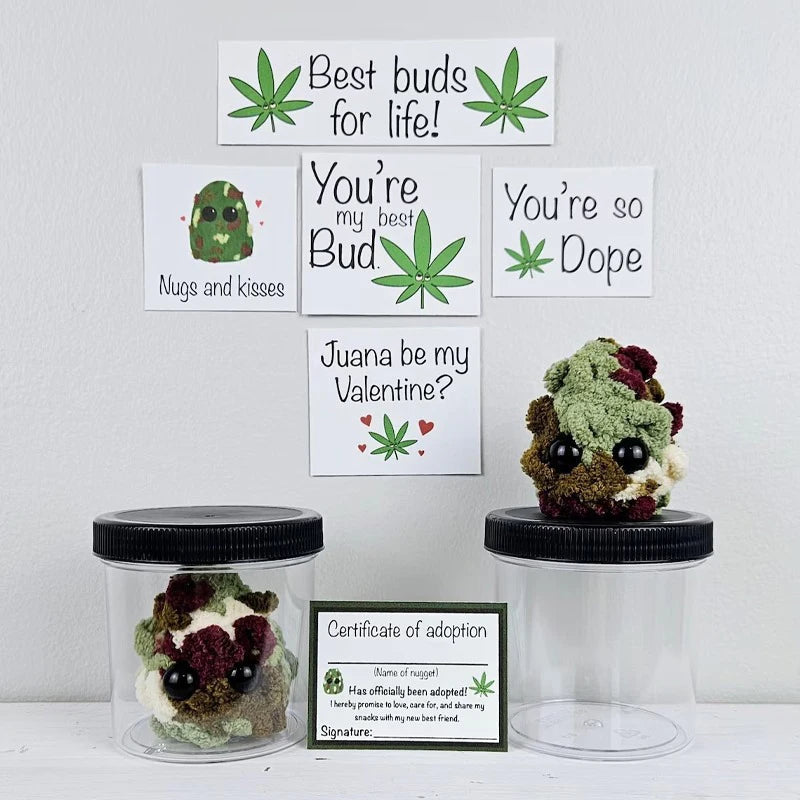 Weed Nugget, Little Weed Nugget Plush, In Jar Handmade Plush Stuffed Toys, Little Nugget Desktop Plush