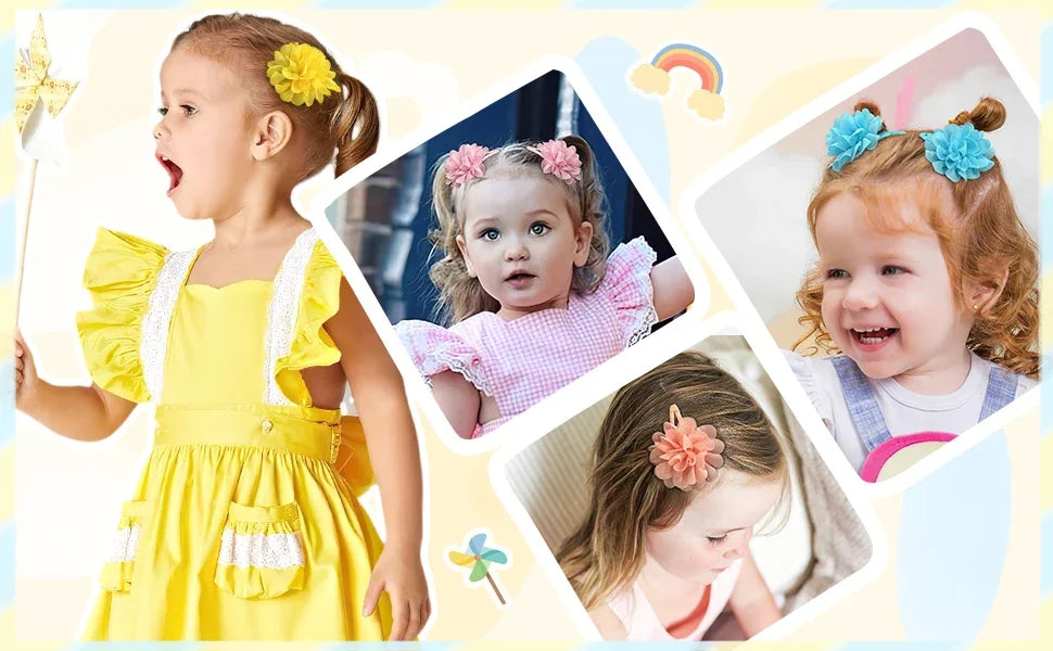 6Pcs Cute chiffon flower Anti slip bangs hair clip princess hair accessory suitable for girls daily use a choice as a gift