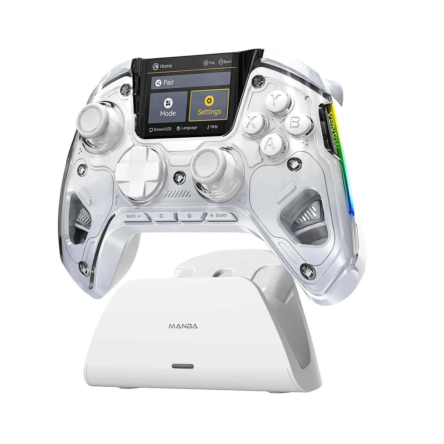 Manba One V2 Wireless Gaming Controller for Switch/PC/iOS/Android Hall Effect Stick RGB Light 1800mAh with Charging Dock