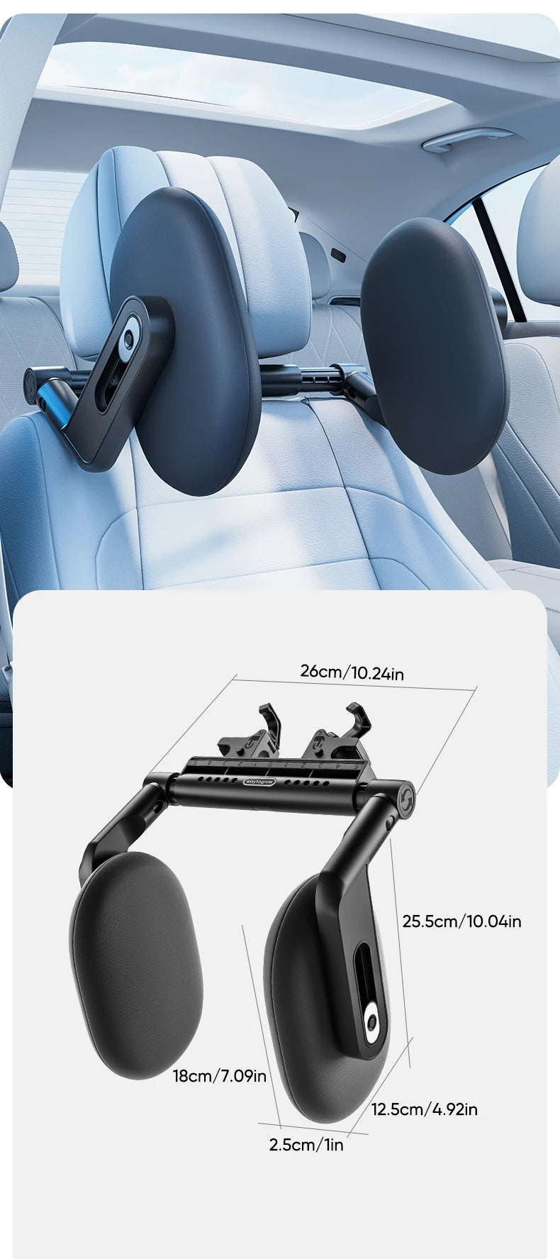360° Adjustable Memory Foam Car Headrest Pillow Ice-silk Fabric Kids Adult Car Travel Head Neck Support Relieve Fatigue