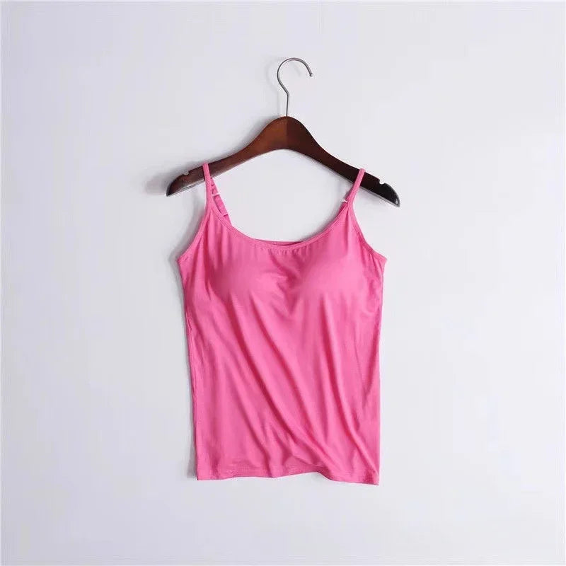 Women's Cami Bra Tank Top – Built-In Padded Bra Camisole | Wireless, Breathable & Seamless | S-6XL