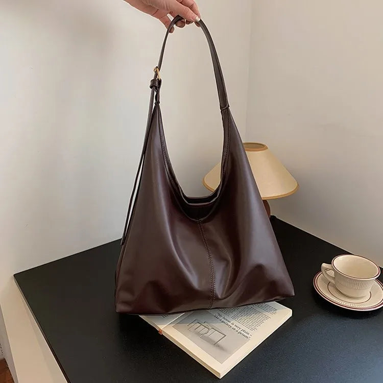 Women's Retro Large Tote Bag - Simple Structured Shoulder Bag - photo 4