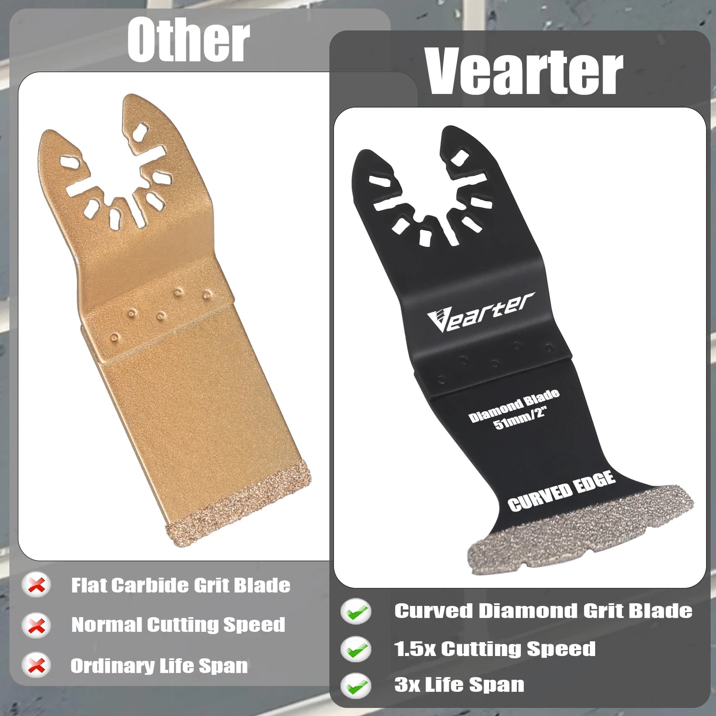 Vearter 5-Pc Diamond Oscillating Multi-Tool Blades — Grout & Tile