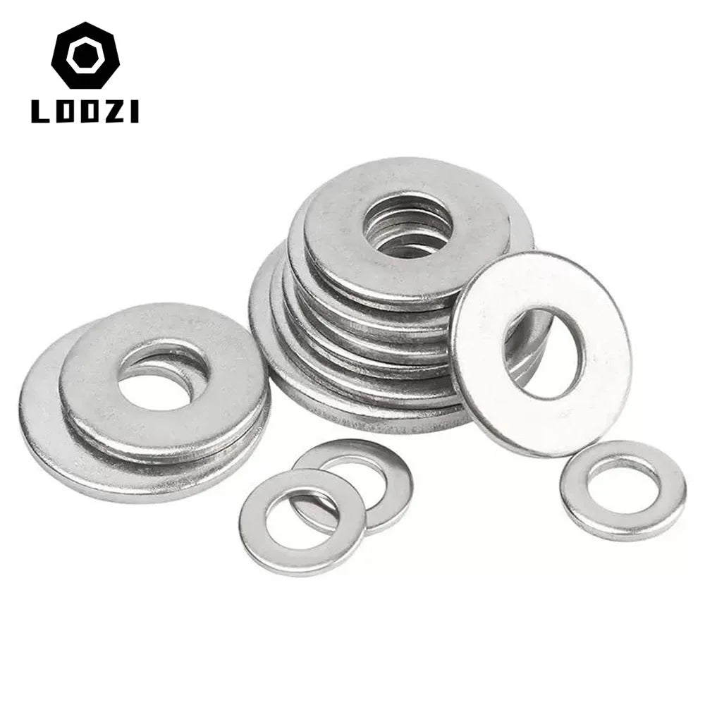 304 Stainless Steel Flat Washer M1.6 M2 M2.5 M3 M4 M5 M6 M8 M10 M12 M14-M22 Metal Gasket Meson Sealing Plain Washers Spacer Shim