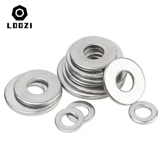 304 Stainless Steel Flat Washers - Metal Gasket Spacer Shims (M1.6-M22)
