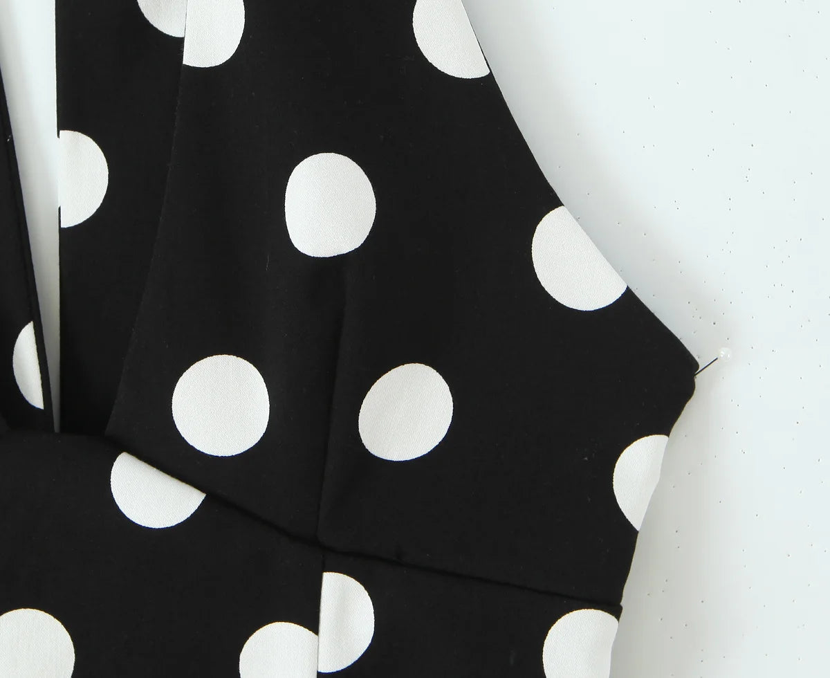 HH Summer Woman Black Polka Dot Backless Bow Decoration Neck Halter Vest Tops Fashion Women Sleeveless Backless Sexy Tops