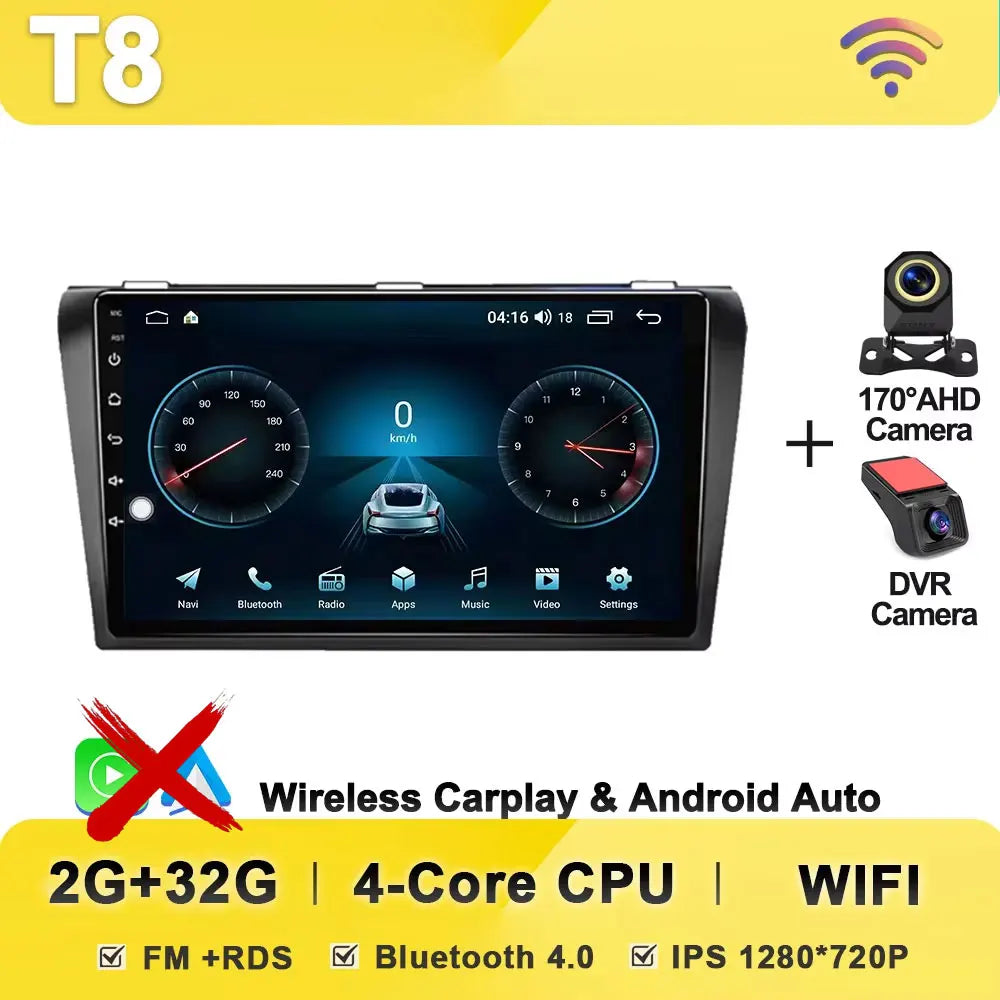8-Core Android Car Stereo for Mazda 3 (2004–2009) — CarPlay, Android Auto, GPS, 2-DIN, WiFi