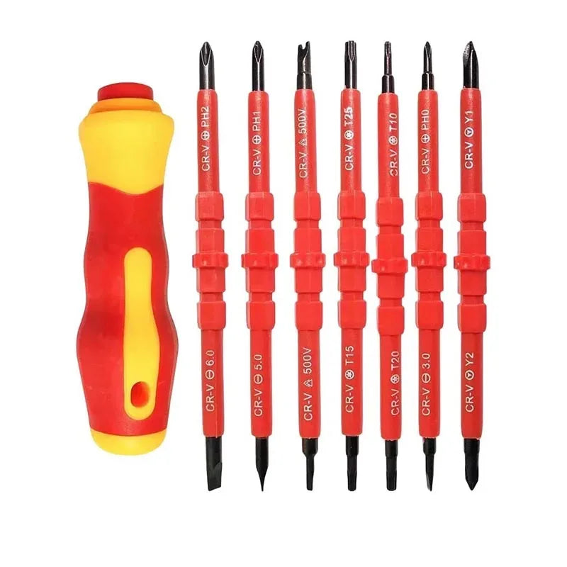 15Pcs 1000V Insulated Screwdrivers Set Electrician Repair Tools Magnetic Slotted Phillips Torx Bits Kit