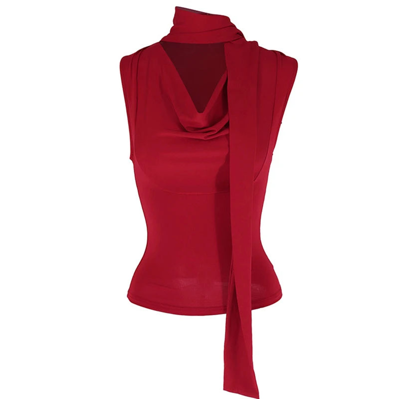 Women's Solid V-Neck Tank Top — Slim Sleeveless Knit Cami