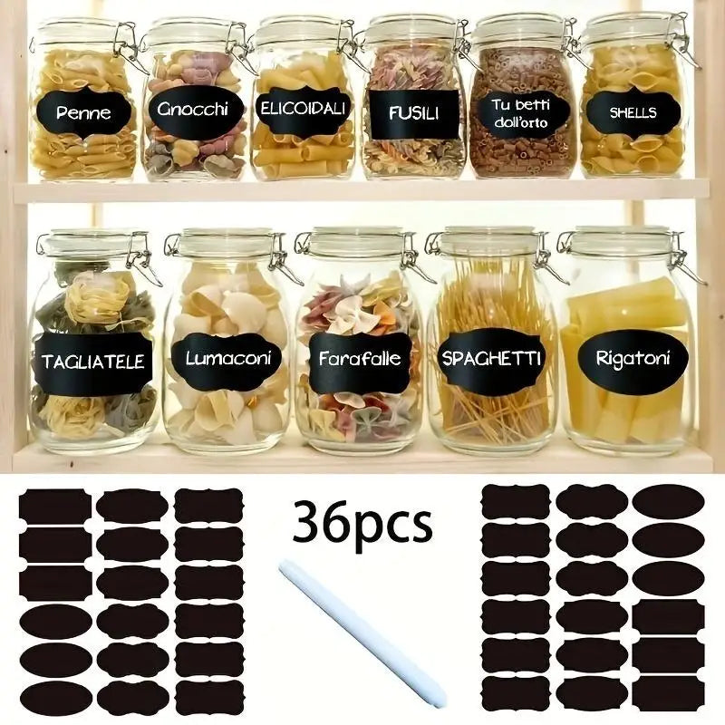 36Pcs MultiPurpose Reusable Write-On Stickers&pen set,Adhesive Labels for Kitchen, School Supply, Storage Box, Irregular-shaped