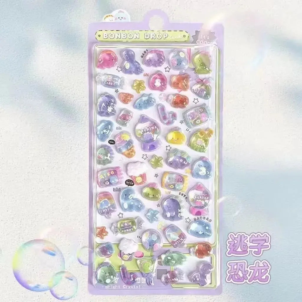 Cartoon ￥3D Relief Drop Stickers Cute Animals Candy Ghost Scrapbooking Diy Journal Stationery Sticker Deco School Office Supplie