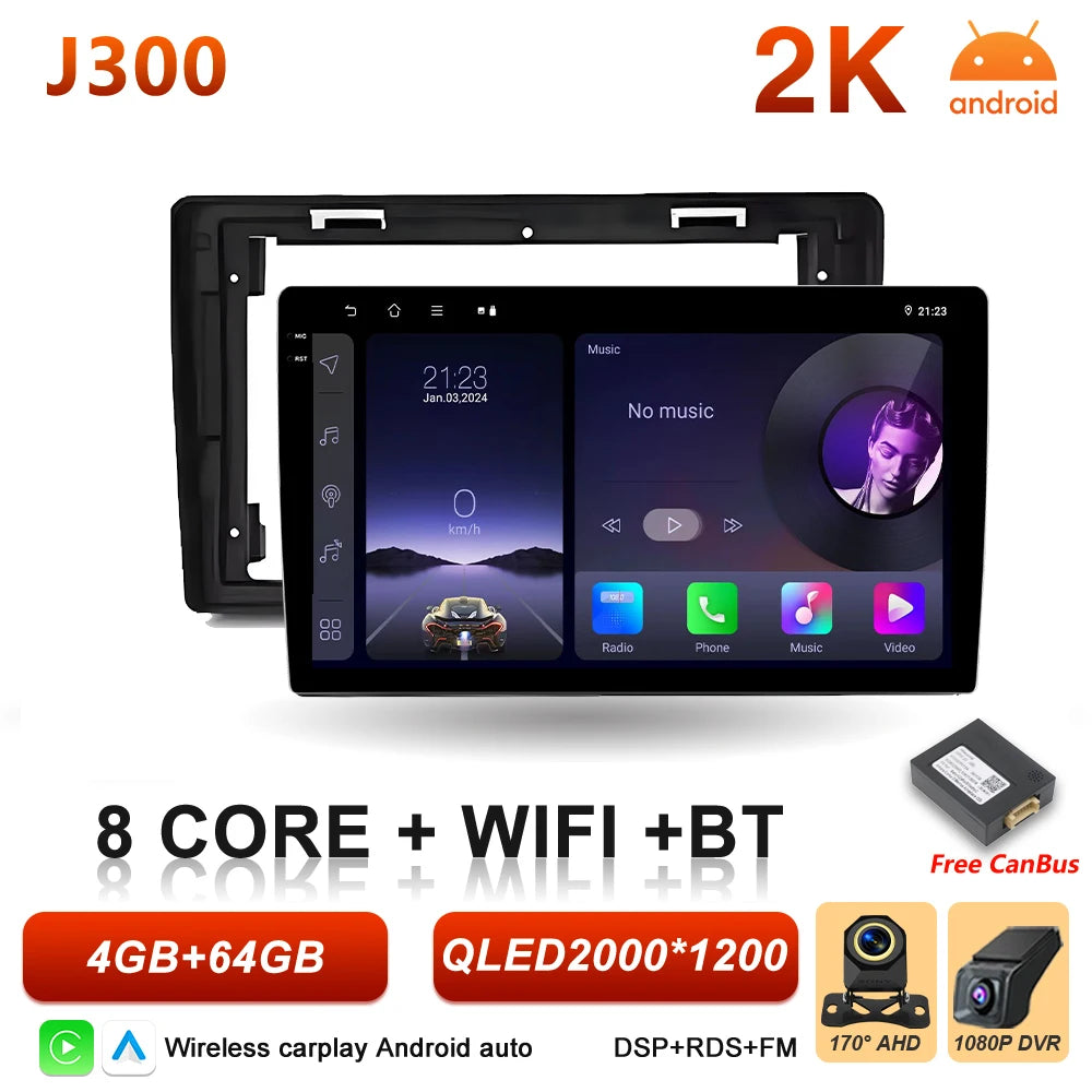 10" Android Car Radio with Wireless CarPlay & GPS — Dodge RAM 1500 (2008-2012)