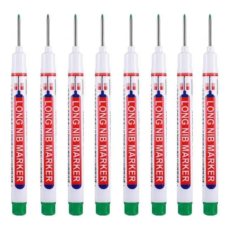 8Pcs/Set 20mm Deep Hole Long Nib Head Markers For Metal Perforating Pen Waterproof Bathroom Woodworking Decoration Multi-Purpose
