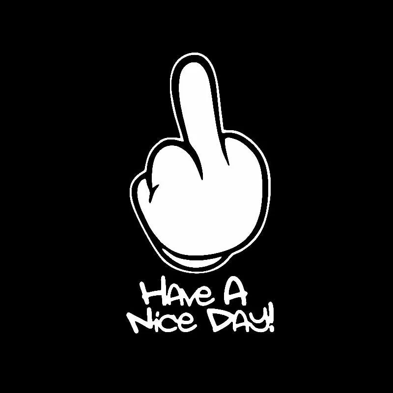 Funny Have A Nice Day Hand Gesture Car Decal – Waterproof Vinyl Sticker for Auto & Motorcycle