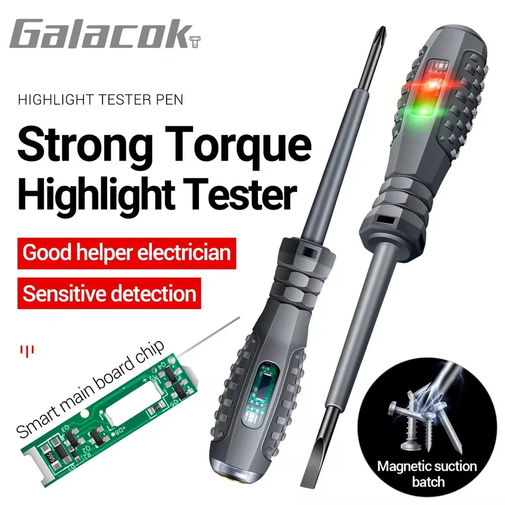 Multifunctional Electrician Test Screwdriver AC Non-contact Induction Test Pen Voltage Tester 70-600V Red Green Induction Lights, tool