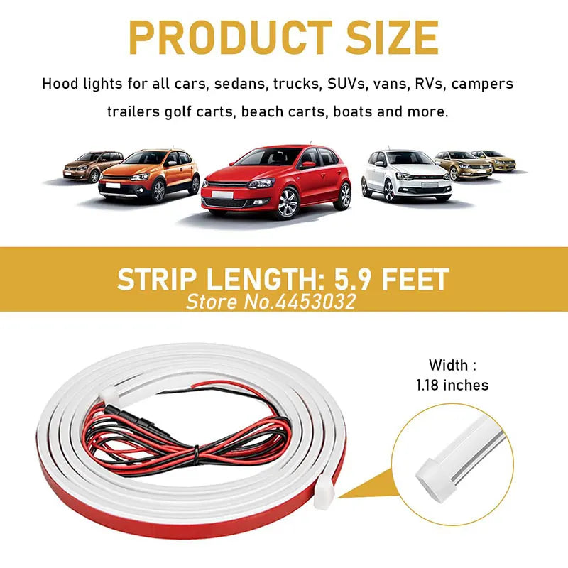 Daytime Running Light LED White DRL For Toyota iQ Car Hood Ambient Lamp Scan Starting Strips Flexible 12V