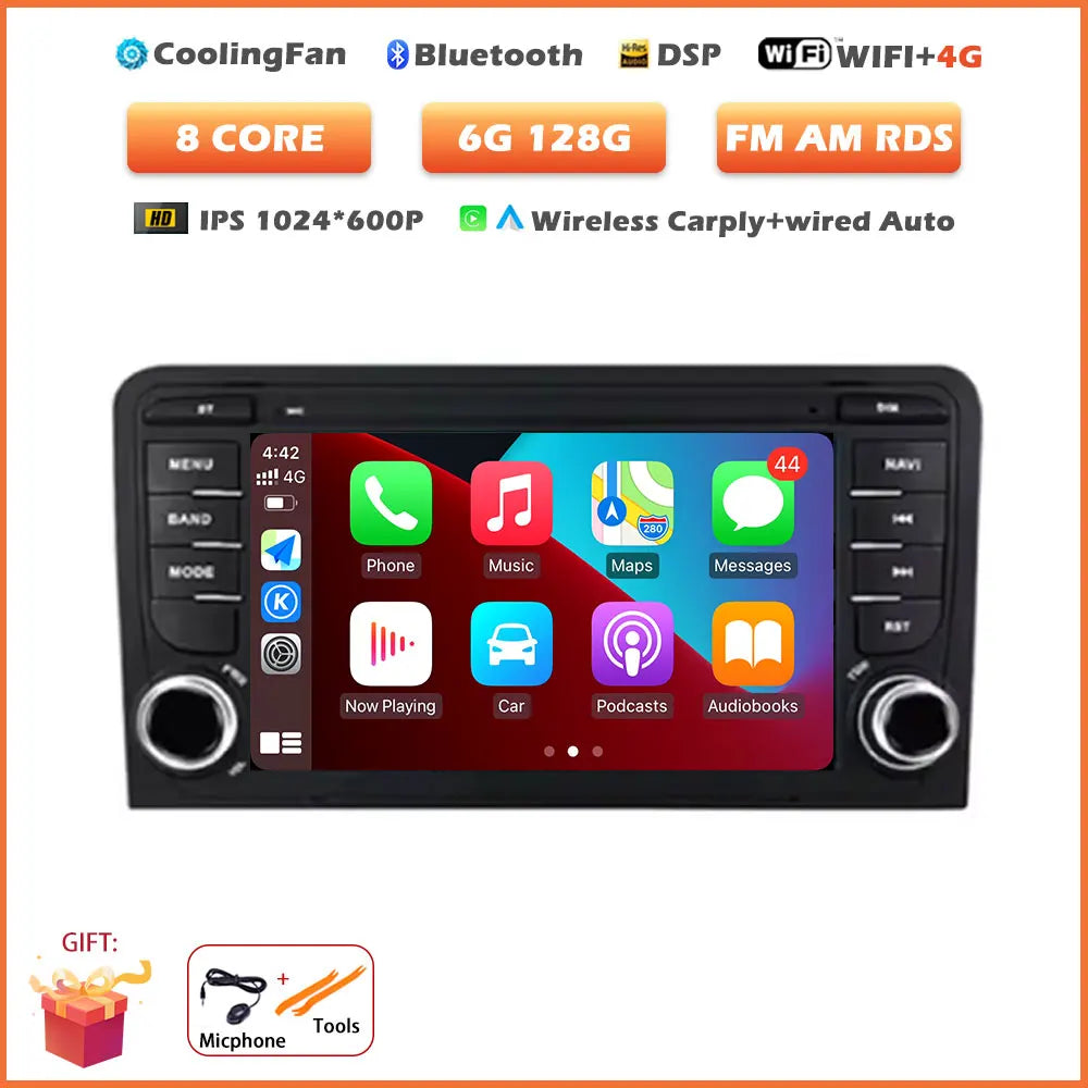 Car Stereo with Apple CarPlay & Android Auto, Compatible with Audi A3 8P, RS3 Sportback & S3 8P