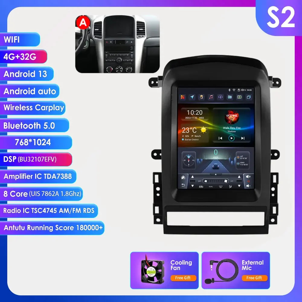 9.7"Android 14 Autoradio for Chevrolet Captiva 2006-2012 multimedia Video player GPS navi Stereo Audio 2din Carplay Touch Screen